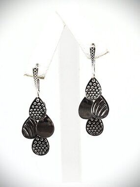 LAGOS Sterling Silver Caviar & Fluted Petals Chandelier Earrings